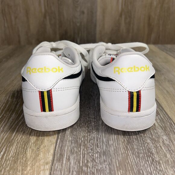 Reebok Classic Club C 85 Youth US Size 5.5 White Yellow Red Sneaker Shoes EG5284 - Picture 8 of 13